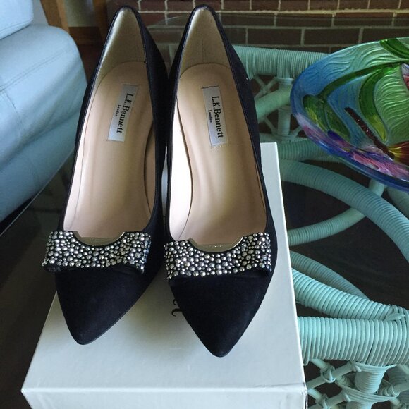 LK Bennett Black Heels with Embellished Bow - Picture 7 of 7